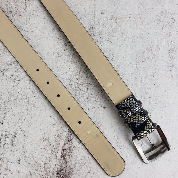 Vintage Elite Fresno Ca Leather Belt Snakeskin Python Metallic size L - Picture 6 of 8